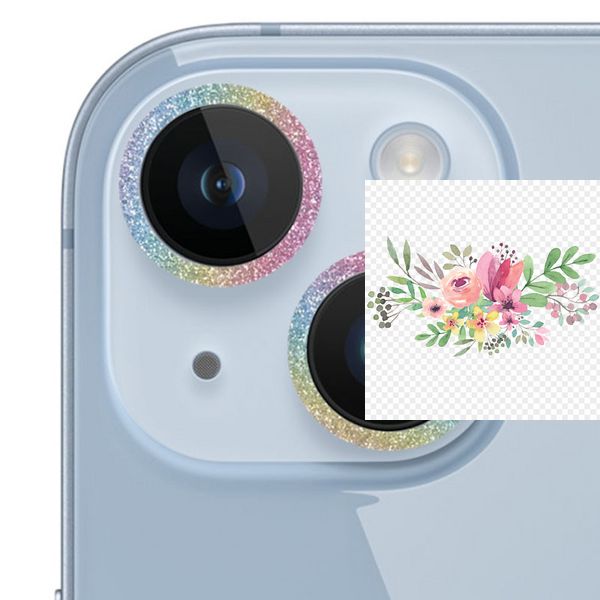 Захисне скло Metal Sparkles на камеру (в упак.) для Apple iPhone 15 (6.1") / 15 Plus (6.7") 65698 фото