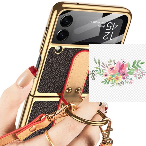 Шкіряний чохол GKK with ring and strap для Samsung Galaxy Z Flip4 65658 фото