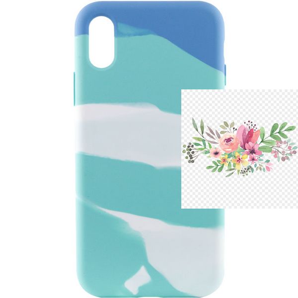 Чохол Silicone case full Aquarelle для Apple iPhone X / XS (5.8") 55027 фото