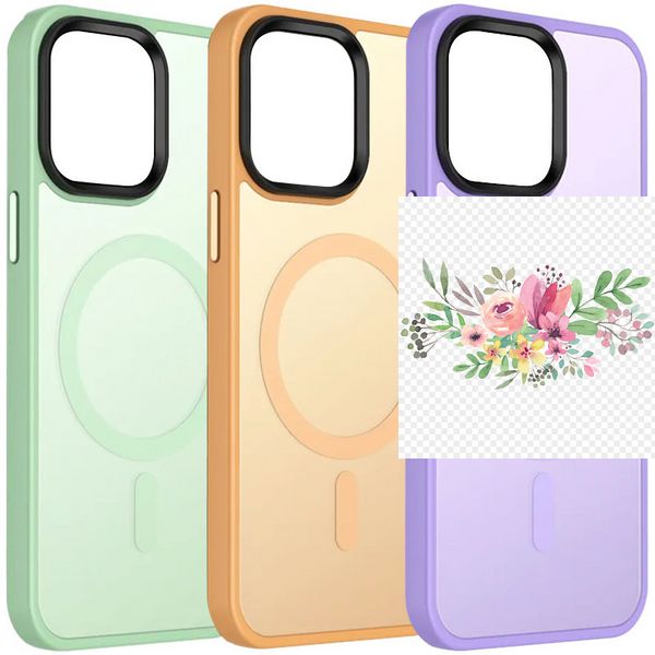 TPU+PC чохол Metal Buttons with MagSafe Colorful для Apple iPhone 15 (6.1") 65601 фото