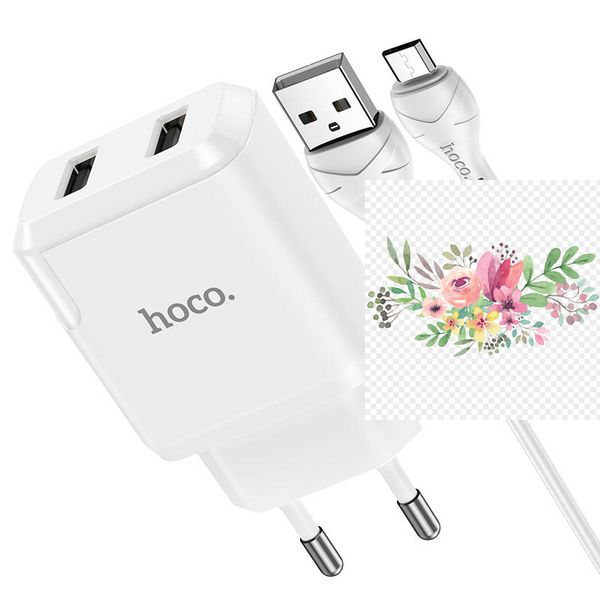 МЗП HOCO N7 (2USB/2,1A) + USB - MicroUSB 49073 фото