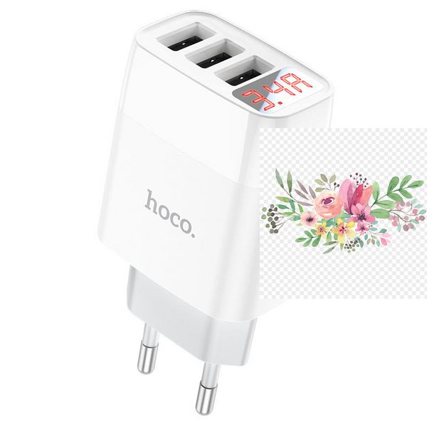 МЗП Hoco C93A Easy charge 3-port digital display charger 55831 фото