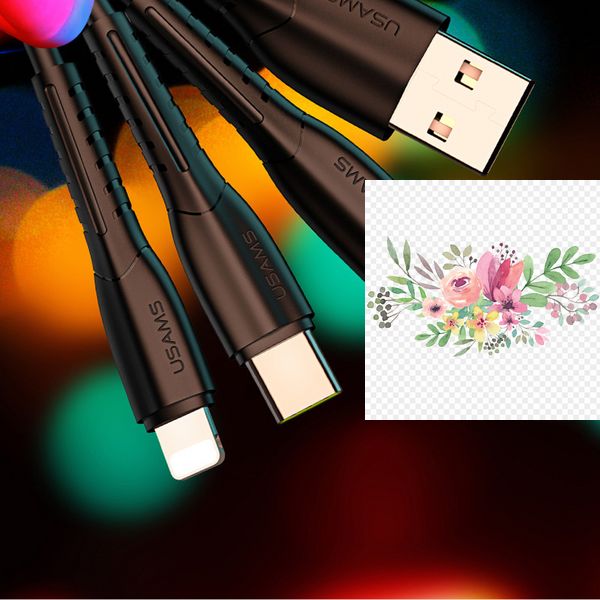 АЗП Usams C13 2.1A Dual USB + U35 3IN1 Charging Cable (1m) 34561 фото