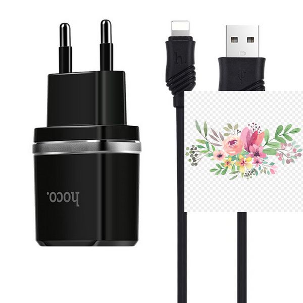 МЗП Hoco C12 Charger + Cable Lightning 2.4A 2USB 34604 фото