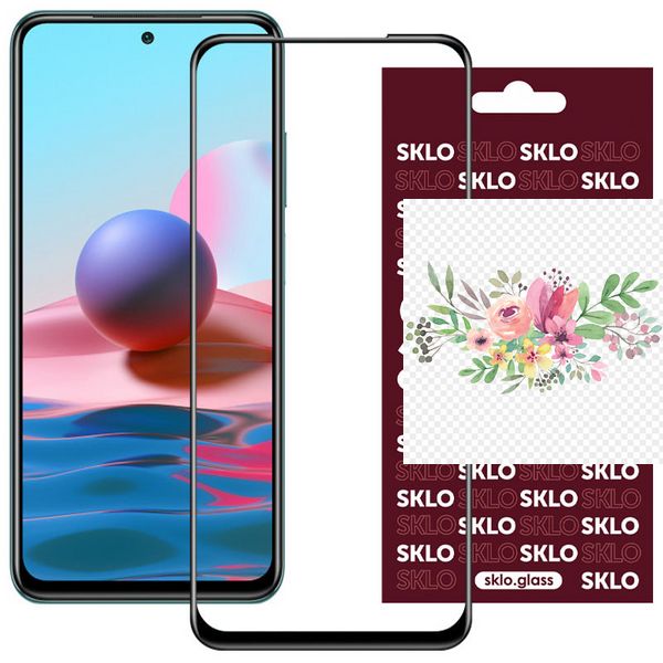 Захисне скло SKLO 3D (full glue) для Xiaomi Redmi Note 10 / Note 10s / Poco M5s 43757 фото