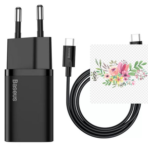 МЗП Baseus Super Si Quick Charger 1C 25W + Cable Type-C to Type-C 3A (1m) (TZCCSUP-L) 49193 фото
