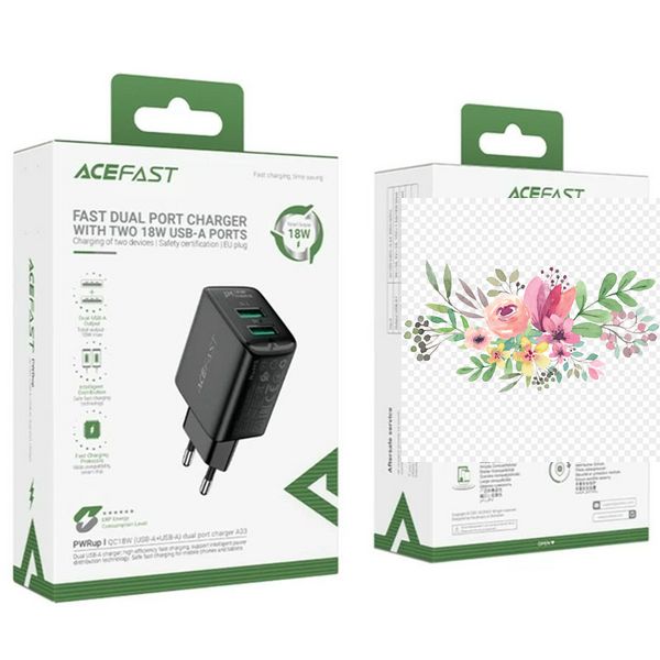 МЗП Acefast A33 QC18W (USB-A+USB-A) dual port 65893 фото