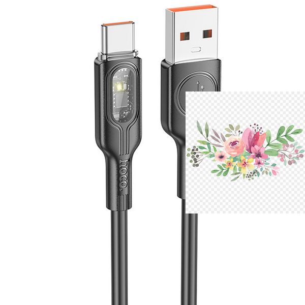 Дата кабель Hoco U120 Transparent explore intelligent power-off USB to Type-C 5A (1.2m) 66084 фото