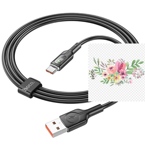 Дата кабель Hoco U120 Transparent explore intelligent power-off USB to Type-C 5A (1.2m) 66084 фото